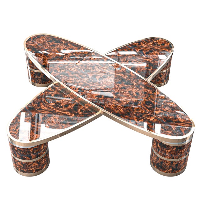Not Yet Made - Made To Order "Melagrana" Coffee Table With Burl Walnut and Bronze Details For Sale - Image 5 of 5
