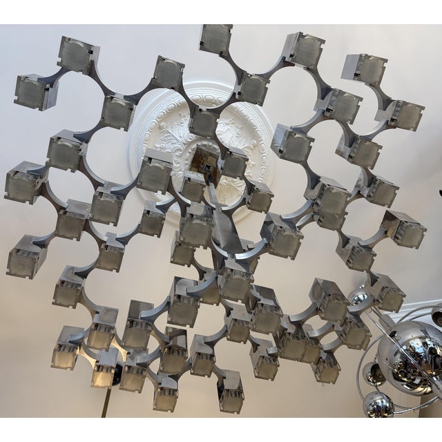 1970s Large Mid-Century Italian Cubic Chandelier by Gaetano Sciolari, 1970 For Sale - Image 5 of 17
