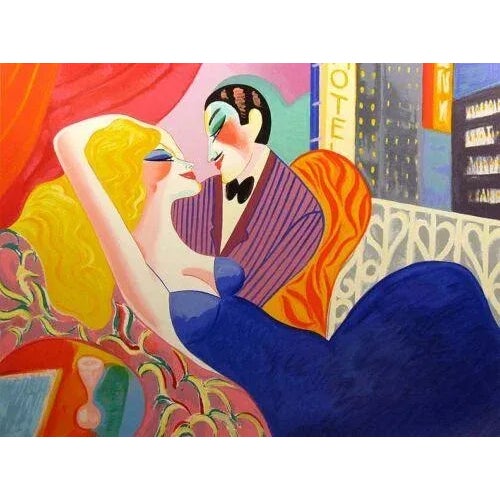 Impressionist 1980s "Tender Is the Night" Earl Linderman Hand Signed and Numbered Serigraph For Sale - Image 3 of 4