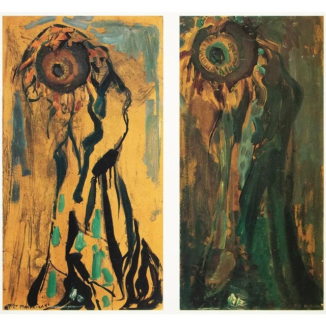 Mustard 1991 After Piet Mondrian "Sunflower I" & "Sunflower II ", Full-Color Parisian Print For Sale - Image 8 of 8