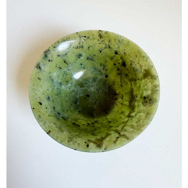 Chinese Spinach Jade Bowl, Mid 20th Century For Sale - Image 9 of 11