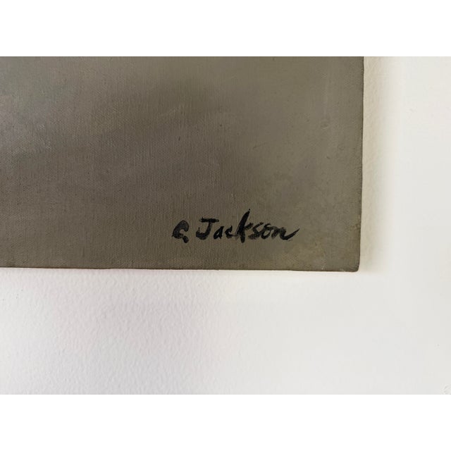 1970s C. Jackson Expressionist Abstract Oil on Canvas Painting – Signed, Unframed For Sale - Image 10 of 12