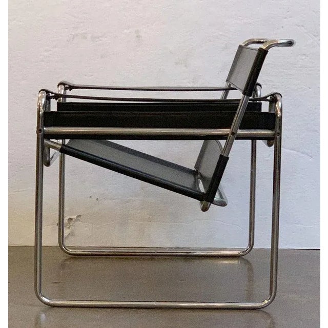 Mid 20th Century Modernist Leather Chair With Chrome Frame For Sale - Image 5 of 13