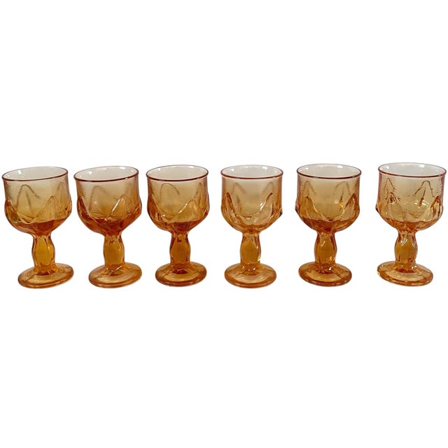 Franciscan China Vintage MCM Franciscan Tiffin Glass Cabaret Yellow Cornsilk Goblets Set of 6 For Sale - Image 4 of 6