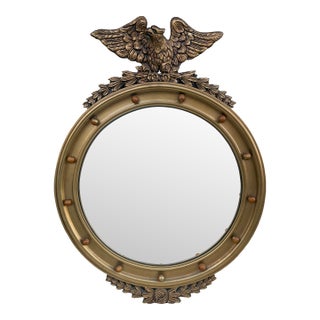 Mid 20th Century American Federal Giltwood Eagle Bullseye Convex Mirror For Sale
