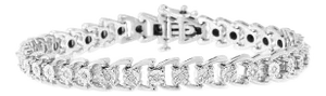 .925 Sterling Silver 1/4 Cttw Miracle Set Round Diamond Composite Open Linked Composite Line Bracelet (I-J Color, I3-Promo Clarity) - 7.5"