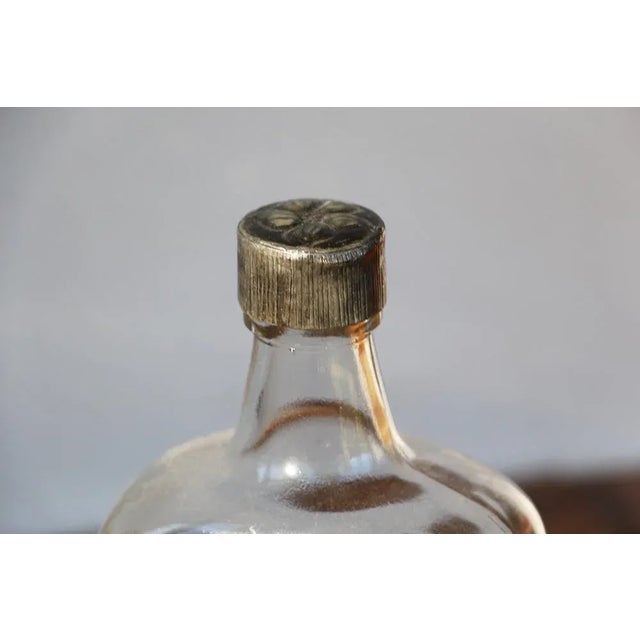 Antique Art Deco Enameled Glass Brandy Bottle Depicting Birds and Flowers For Sale - Image 4 of 9