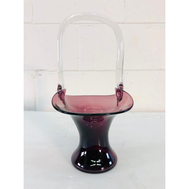Vintage Amethyst Glass Handled Basket For Sale In Boston - Image 6 of 6