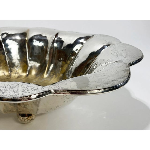 Vintage Oversized Hammered Silverplate Footed Bowl For Sale - Image 9 of 9
