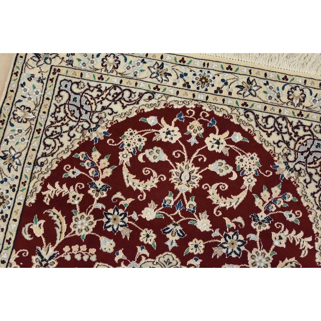 Fine Nain Rug 3’4” X 4’10” Red Wool/Silk Wool Traditional Hand-Knotted Carpet For Sale In Philadelphia - Image 6 of 12
