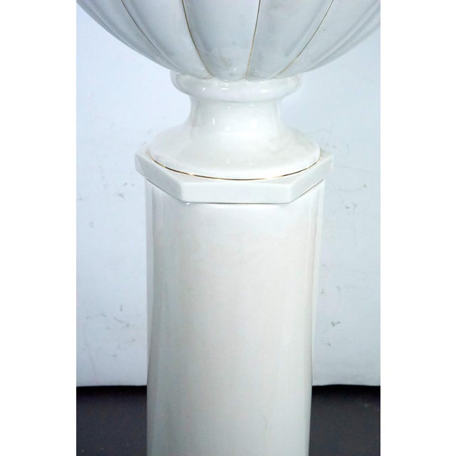 Mid-Century Modern White Ceramic Vase with Gold Details and Column by Tommaso Barbi, Italy, 1970s For Sale - Image 3 of 18