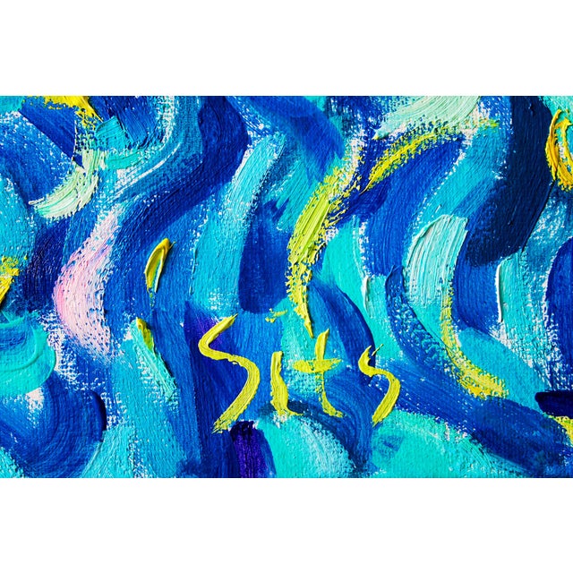 Textile Artist Andrei Sitsko "Evening Reflection. Lago Di Garda. Italy." Modern Original Painting For Sale - Image 7 of 10