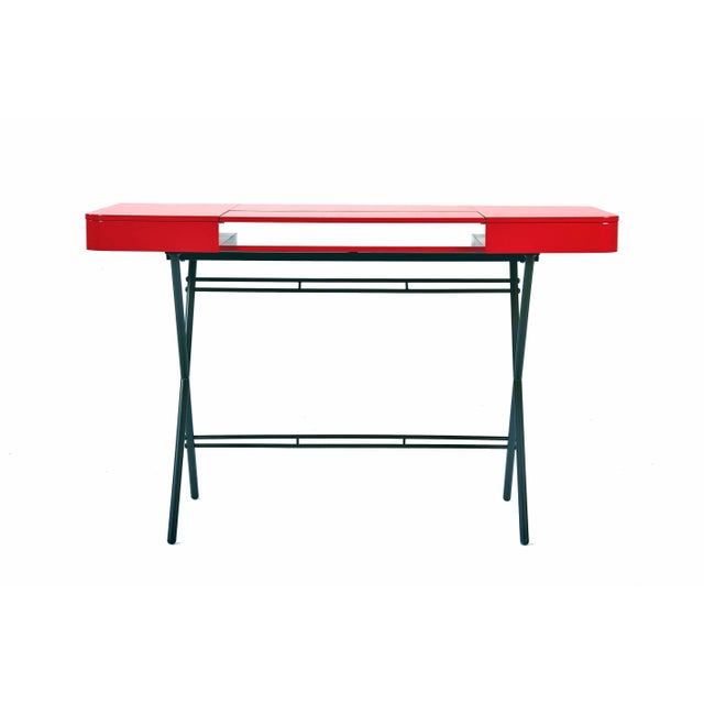 Contemporary Cosimo Desk with Red Glossy Lacquered Top by Marco Zanuso Jr. for Adentro, 2017 For Sale - Image 3 of 13