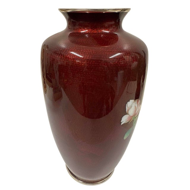 Red Mid-20th Century Vintage Japanese Cloisonné Enamel Vase For Sale - Image 8 of 11