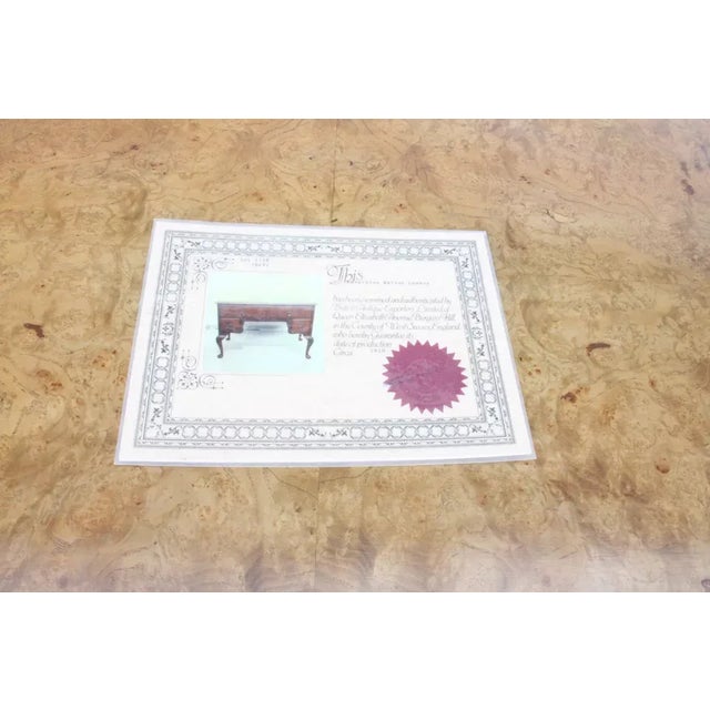 Early 20th Century English Edwardian Walnut Low Boy Desk Vanity With Certificate For Sale - Image 9 of 10