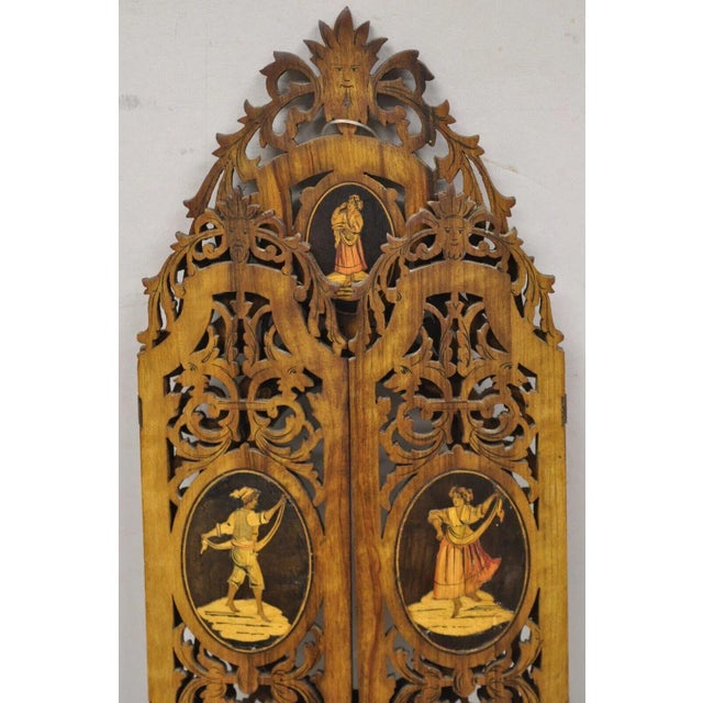 19th Century 19th C Italian Sorrento Triptych Folding Inlaid Travel Mirror Easel Stand For Sale - Image 5 of 13