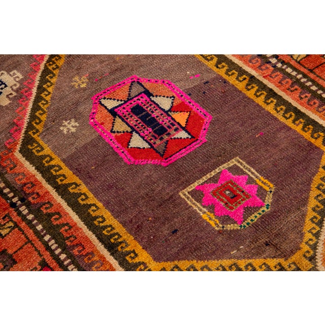 Burnt Orange Vintage Tribal Persian Kilim Runner - Handmade Geometric Wool Rug For Sale - Image 8 of 10