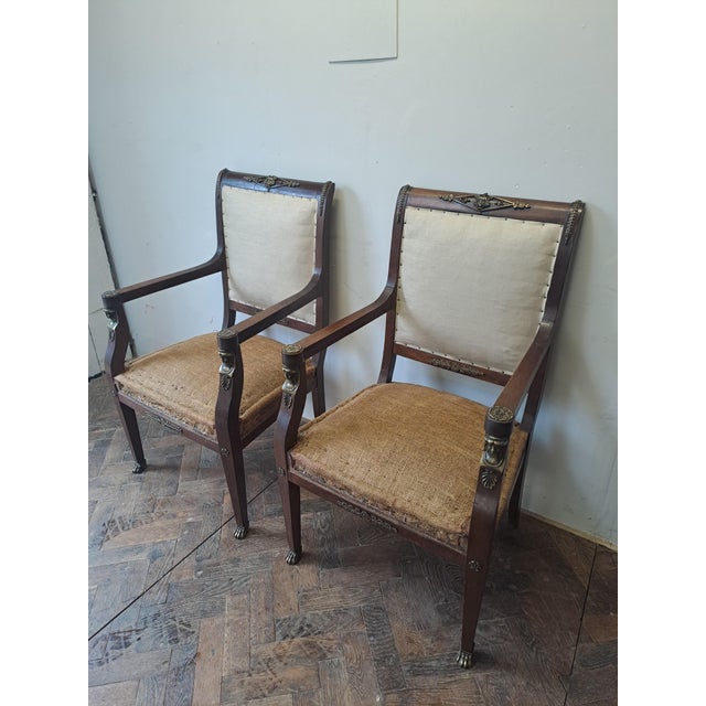 Late 19th Century Set of French Empire Style Armchairs, 1900s For Sale - Image 5 of 9