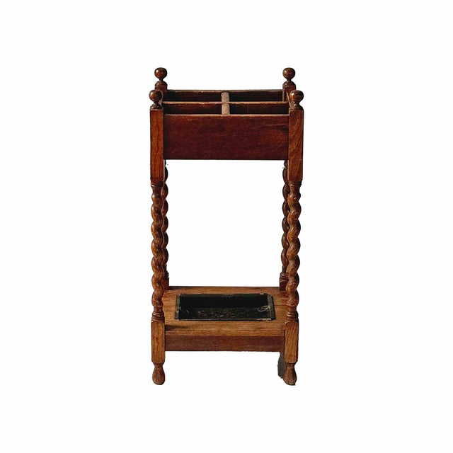 Brown Antique Barley Twist Umbrella Stand For Sale - Image 8 of 8