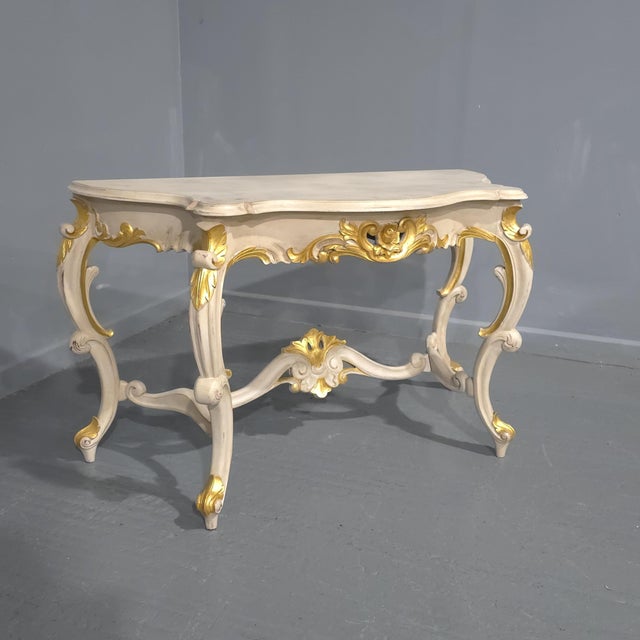 French Painted and Parcel Gilt Console Table, 1920s For Sale - Image 12 of 12