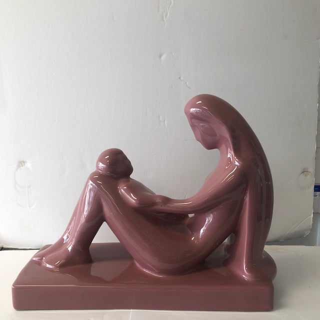 Contemporary 1980s Haeger Mauve Mother and Child Sculpture For Sale - Image 3 of 7