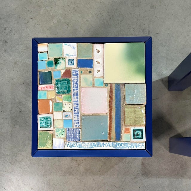 Wooden and Ceramic Side Tables, 1980s, Set of 2 For Sale - Image 6 of 18