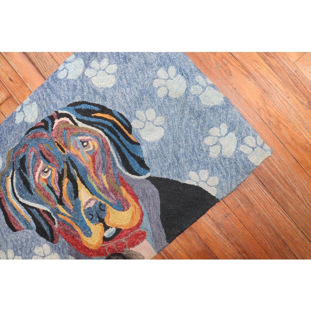Late 20th Century Zabihi Collection American Hook Dog Rug - 2' x 2'11" For Sale - Image 4 of 6