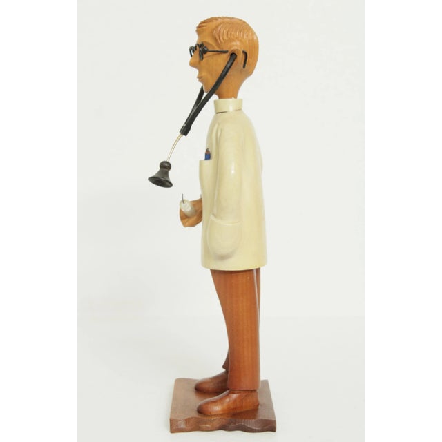 Romer Vintage Hand Carved Wood Doctor Figurines Statues - a Pair For Sale - Image 10 of 13