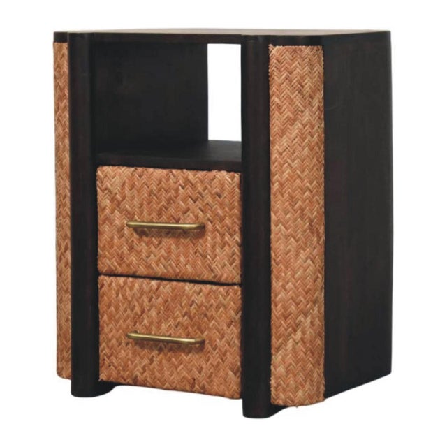 Mid-Century Modern Rattan Mango Wood Nightstand For Sale - Image 3 of 9