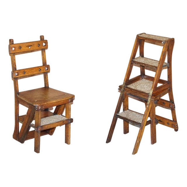 Antique Arts & Crafts Metamorphic Library Steps, 1880s For Sale