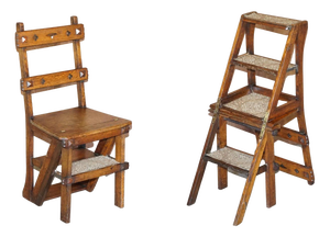 Antique Arts & Crafts Metamorphic Library Steps, 1880s