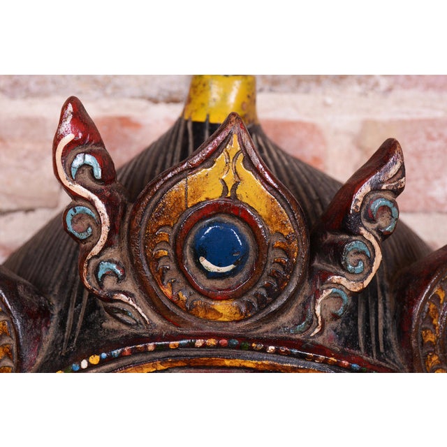 Antique Asian Facial Mas in Lacquered and Painted Wood, 1890s For Sale - Image 5 of 8
