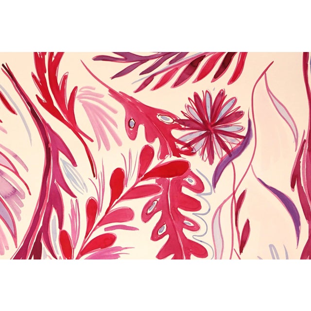 Illustration 2023, Illustration Style Still Life "The Red Garden", Watercolor on Paper by Romina Milano For Sale - Image 3 of 7