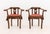 Pair of Lyre Form Back Walnut Tub Chairs, each with cane-paneled seat and red damask cushion with tassels. 27.75" H x 28"...