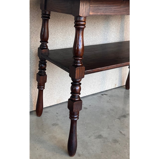 Country French Two-Tier Walnut Console Side Table For Sale - Image 11 of 12