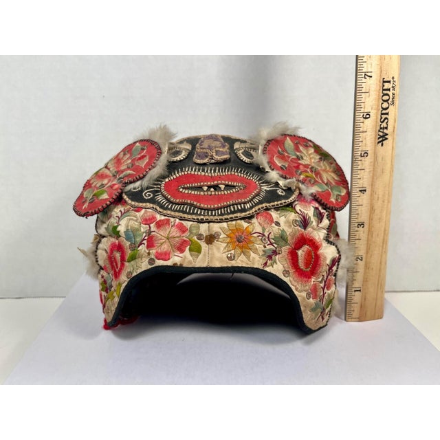 Antique Chinese Silk & Cotton Embroidered Child’s Miao Hat, Baby Cap For Sale - Image 12 of 12