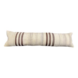 Turkish Hemp Pillow Cushion Natural Beige Brown Cushion Cover 12"x46" For Sale