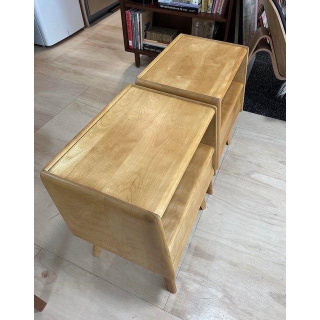 These nightstands are made of solid northern yellow birch, no veneers. These have been recently restored in a more natural...