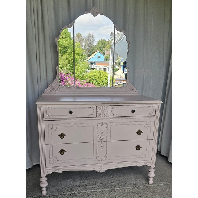 Vintage Pink Dresser With Detachable Mirror For Sale - Image 12 of 13