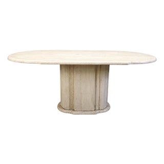 Vintage Travertine Oval Dining Table, 1970s For Sale