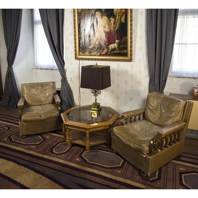 2000 - 2009 Octagonal Coffee Table in Oak with Glass Top For Sale - Image 5 of 7