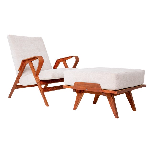 Lounge Chairs with Ottoman by Frantisek Jirak for Tatra Nabytok, 1960s, Set of 2 For Sale
