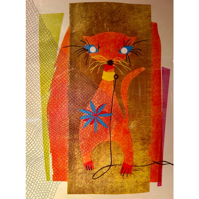 Contemporary Barry Roseman's Intriguing Mixed Media 1991 "Basic Dog and Cat in Conversation With a Collage by Dixie Hall" For Sale - Image 3 of 9