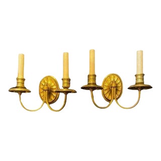 1920's Caldwell Small Gilt Bronze Sconces - a Pair For Sale