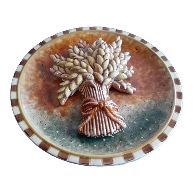 1980s Glazed Porcelain 3D Tree Relief Italian Plate For Sale