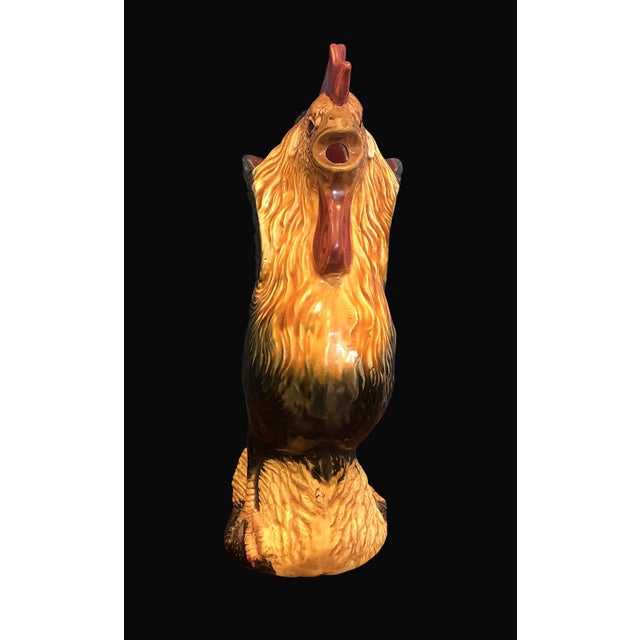 French Majolica Faience Rooster Pitcher Barbotine EB3, 1890s, in Flawless conditions. Designed 1890 to 1919 This piece has...