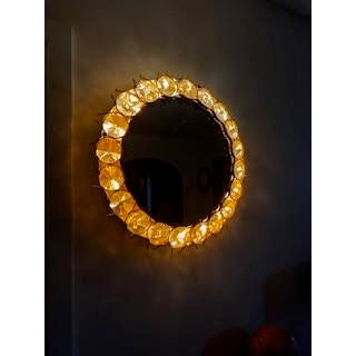 Large Circular Mirror in Gilded Brass by Christophe Palma for Palwa, 1960s For Sale - Image 15 of 16