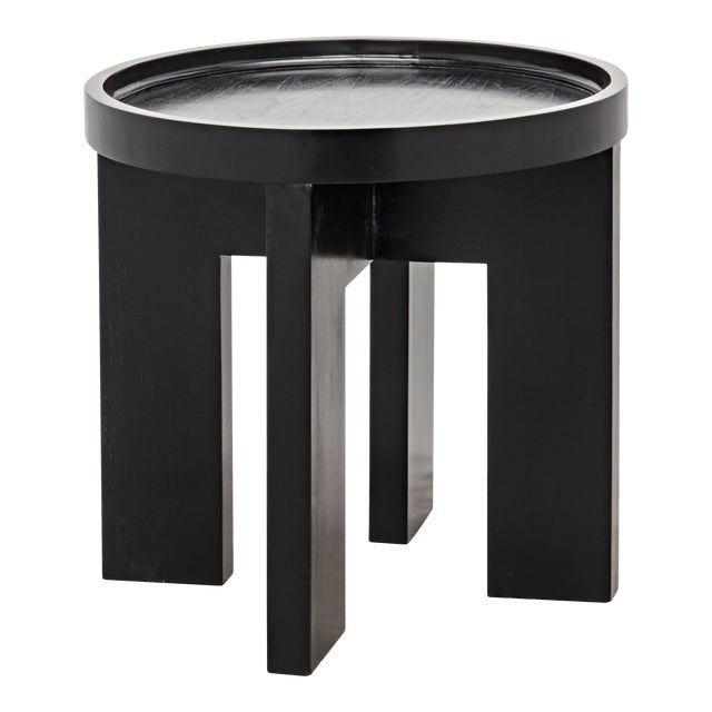 NOIR Gavin Side Table in Hand Rubbed Black For Sale