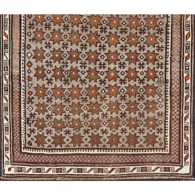 Tribal Antique Baluch Tribal Rug With Allover Geometric Diamond Design on a Grey Ground 4'4 X 8'1 For Sale - Image 3 of 11
