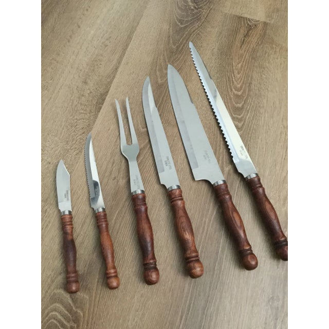 Vintage set of six Chef knives in great conditions , very sharp with wood handle, stainless steel